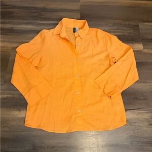 Womens H&M Orange Button-Up Blouse Size Small